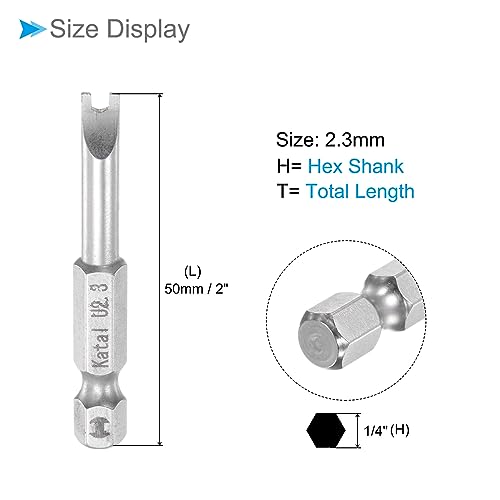Puntas de destornillador en forma de U de acero S2 con vástago hexagonal magnético de 5 cm 2