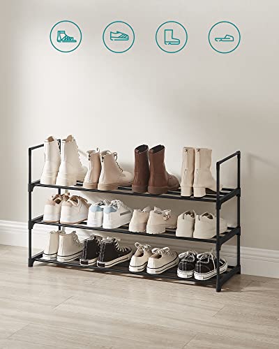 Meuble range-chaussures anti-encombrement, étagère métallique noire