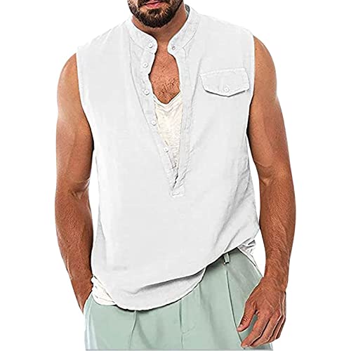 Yokbeer Tank Top Herren Oversize Tank Top Herren Weit Geschnitten Fitness Tank Top Herren Muskelshirts Herren Tshirt Herren Regular Fit (Color : White, Size : M) Cover
