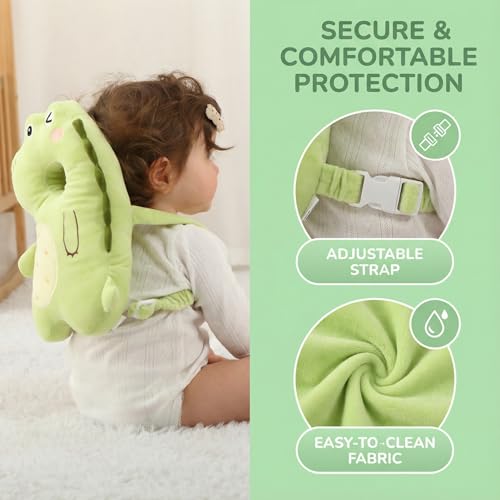Image of Baby Head Protection Backpack - Soft Lightweight Fall Cushion for Toddlers During Crawling & Walking, Helps Ease Impact from Backward Tumbles(Dinosaur)