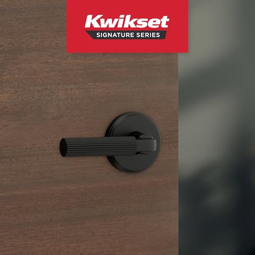 Kwikset Mirada Interior Round Passage Door Handle, Lever for Closet and Hallway Doors, Reversible Non-Locking Handle Lever, Matte Black by Kwikset - Used condition - Image 2