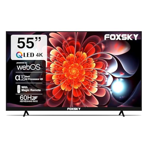 Foxsky 139 cm (55 inch) Frameless Series QLED 4K Ultra HD LED Smart TV FS55GATV (Black)