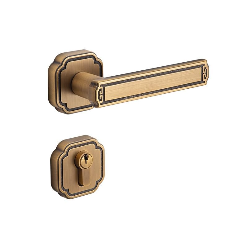 Magnetisches Türschloss for den Innenbereich, komplett aus Kupfer, Keine Unterscheidung zwischen linkem und rechtem Schlafzimmertürgriff, geteiltes Türschloss im chinesischen Stil(Brass)