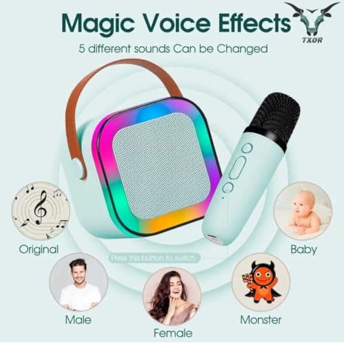 Image of PerfX Wireless Karaoke Speaker with Microphone | Portable Bluetooth Speaker for Singing & Gifting with Voice Changer | Upto 8+ Hours of Playback | Bluetooth v5.3, SD Card & AUX in