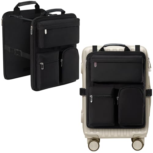 Over Luggage Organizer Bag for Suitcase with Multi Pockets, 16” Laptop Bag with Handle, Portable Travel Organizer Bags for Luggage with Adjustable Straps, Tote Carry Bag for Men Women(Black)