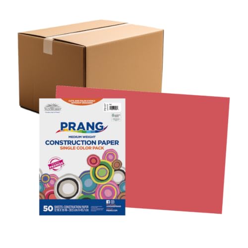 Image of Prang Construction Paper, 12 inch x 18 inch, Red, 50 /Pack, 25 Packs