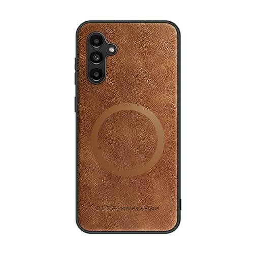 CaseLuxe Phone Case Compatible with Samsung A55 Shockproof Holder Kickstand Protective Back Cover Anti Scratch Soft Grip Friendly Raised Edge Camera Protection (Leather-Brown)