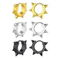 05-Rivets Hoop Earrings (3 Pairs)