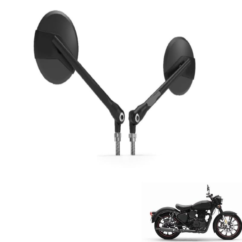 Image of Bike Motorcycle Anti Glare Handlebar Bar End Mirrors Rear View Round Mirror Adjustable Mirror Set of 2 Black Suitable for R E Classic 350