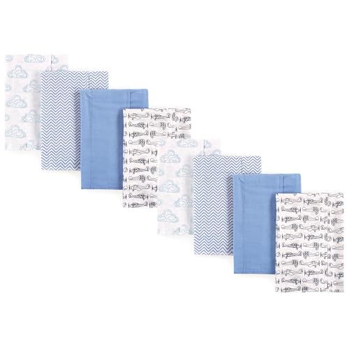 Image of Hudson Baby Cotton Poly Flannel Burp Cloths Multipack, Airplane 8-Pack, One Size