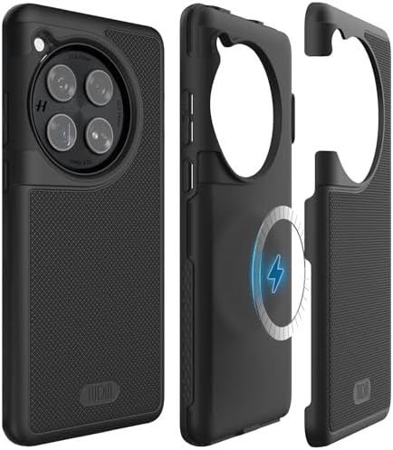 TUDIA MergeGrip [Magsafe Compatible] for OnePlus 12 5G Back Cover - Military Grade Drop Tested Dual Layer Shockproof Anti-Slip Heavy Duty Protective Case- Matte Black