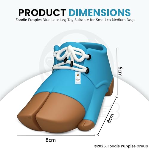 Image of Foodie Puppies Dog Squeaky Chew Latex Rubber Toy - (Blue Lace Leg) for Small to Medium Dogs & Puppies | Durable, Soft, Lace Design, Fetch & Chew Safe Play Toy | Reduce Separation Anxiety