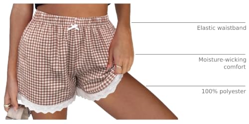 Image of Boxer Shorts for Women Pajama Gingham Shorts Casual Lounge Sleep Plaid Y2K Beach Bottoms for 2026 Summer