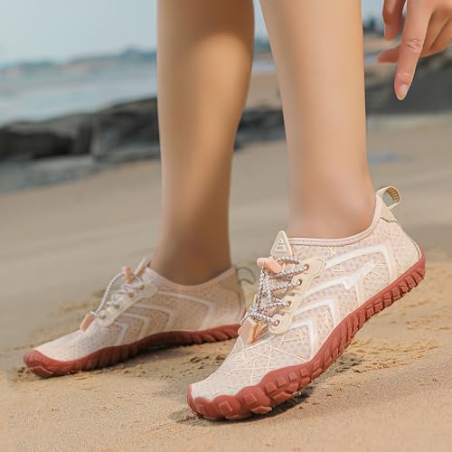 Image of UBFEN Water Shoes for Men Women Quick Dry Swim Aqua Socks | Lightweight Barefoot-style Fit, Rubber Sole, Hiking, Fishing, Kayaking, Beach, Pool, Boating, Diving And Water-to-land Wear