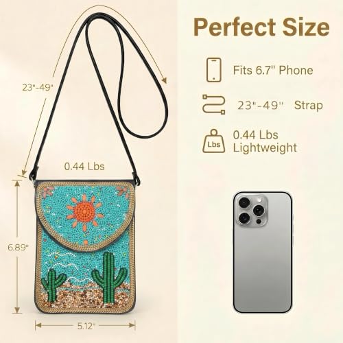 Image of Small Crossbody Bags for Women Designer Cell Phone Bag Boho Shoulder Wallet Purse