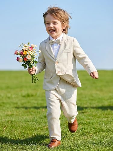 Image of Volunboy Toddler Suit Baby Boy 3 Piece Linen Tuxedo 18M-5T