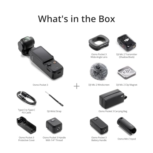Image of DJI Osmo Pocket 3 Creator Combo 4K 120fps Handheld 3-Axis Gimbal Bundle Mic Mini (2 TX + 1 RX + Charging Case), Ultralight, Audio, 48h Use