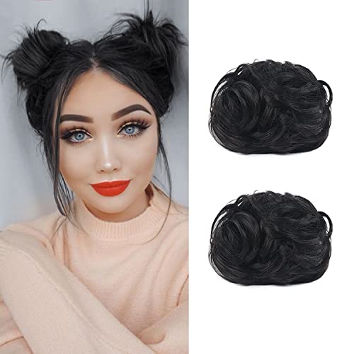 Claw Hair Buns Mini Chignon Hair Piece Updo Bun Extensions Fake Donut Hair Bun Ponytail Extension for Women Girls, 2 Packs