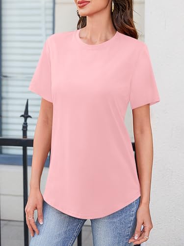 Image of Elesomo Womens Shirts Casual Crew Neck Short /Long Sleeve Tunic Tops Tees