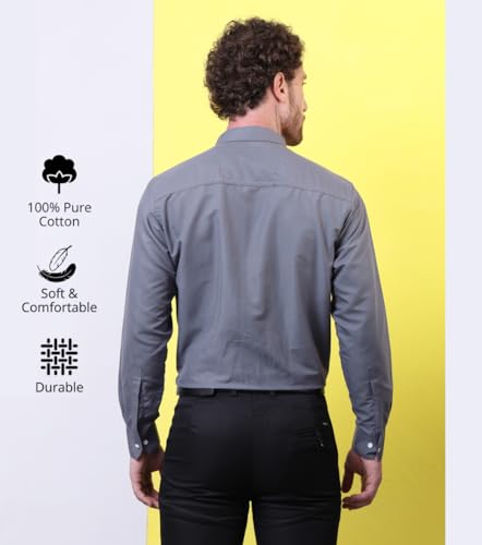 Image of CONTRARY Men's Pure Cotton Solid Stylish Casual & Formal Wear Shirt | Stylish Regular Fit Full Sleeve Comfortable Office Party Trendy Shirt - Multi Color