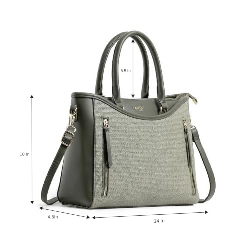 Image of EXOTIC Alvara Tote Bag for Women | Multi-Compartment Handbag with Laptop Space, Front Zip Pockets & Luggage Sleeve | Premium PU Leatherette Work & Travel Tote