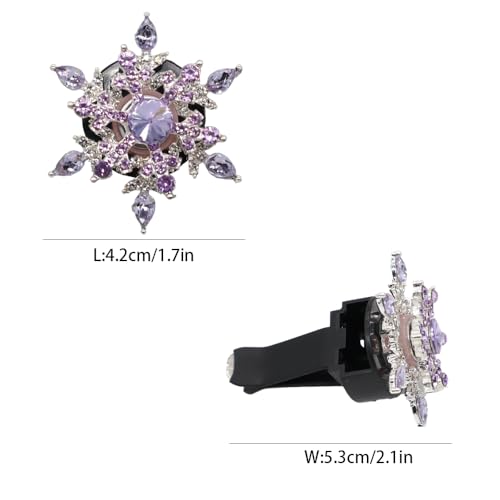 Image of ORIESSE Purple Car Accessories,2pcs Rotatable Snowflake Air Vent Clips Car Air Freshener,Bling Car Decor Outlet Clips for Women,Refillable Diffusers