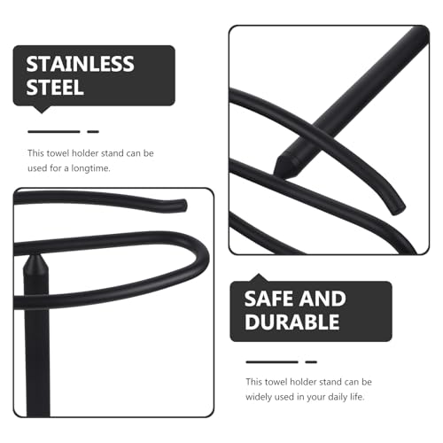 Porte-serviettes sur pied en acier inoxydable au design contemporain noir mat