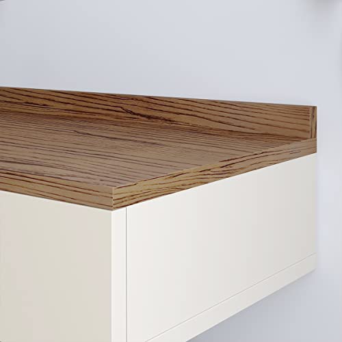 Penteadeira Gloss para Maquiagem Suspensa com 1 Gaveta Porta Joias com Puxador Concha (Off White / F