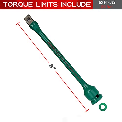 Image of 1 /2 inch Drive Torque Limiting Extension Bar, 8 Inch Color-Coded CR-MO Torque Sticks 65ft-lbs for Locking Lug Nuts