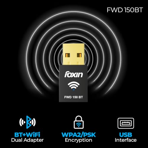 Image of Foxin Nano 150 Mbps 2-in-1 Wireless USB 2.0 WiFi + Bluetooth Adapter for PC, Laptop | High Speed Mini WiFi Bluetooth Dongle Compatible with Windows, Mac | WPA2 /PSK Security