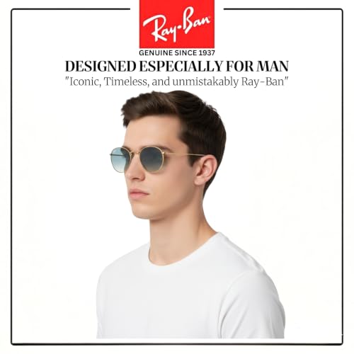 Image of Ray-Ban RB3447N ROUND FLAT LENSES Round Shaped Sunglasses for Men with Official RAYBAN Eyewear Kit