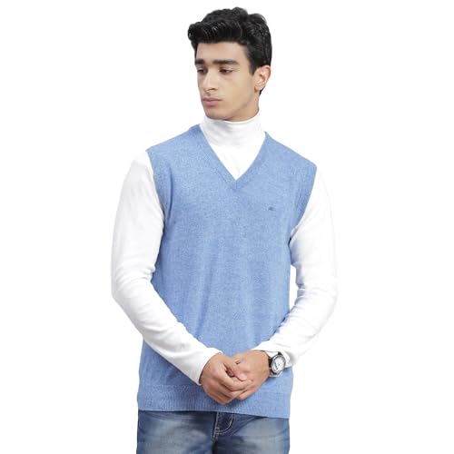 Image of Monte Carlo Off White Solid V Neck Sweater | Warm Woolen Pullover for Men | Soft Comfortable Knitted Winter Wear Sweater for Men's