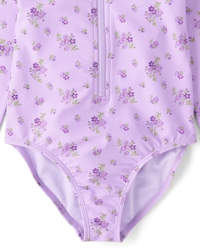Image of The Children's Place Girls' Long Sleeve Half Zip One Piece Rashguard Swimsuit