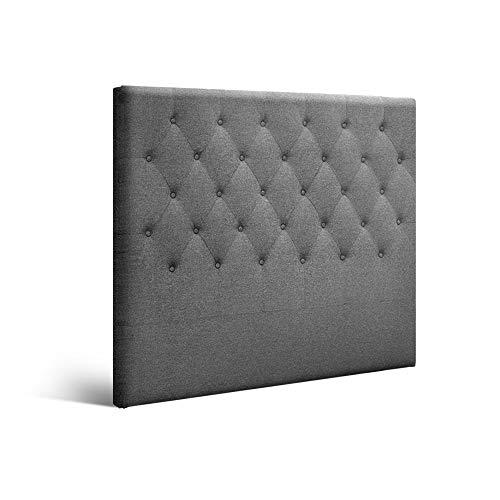 Artiss King Single Bed Headboard Headboards Tufted Beds Head Frame Base Upholstered with Grey Faux Linen Fabric Foam Wood, 116 x 120 x 8cm, Modern Design