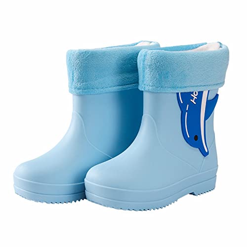 sfdgfhyf Children Outdoor Rain Boots for Children Toddlers Child Rain Shoes Boys and Girls Water Shoes Dolphin Cartoon Shoes (Blue, 7.5 Toddler)