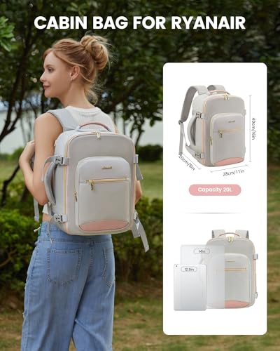 LOVEVOOK Ryanair Cabin Bags 40x30x20 Underseat Travel Bag Backpack, Carry-Ons Hand Luggage Bag for Ryan Air Plane, Womens Small Under Seat Rucksack for Travelling - Image 6
