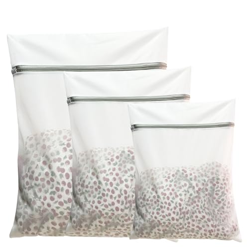 Laundry Bags Mesh Wash Bags, Mesh Laundry Bags for Ddelicates 3pcs, mesh laundry bag with Zipper for Laundry, Shirt, Stockings, Bra and Lingerie, Bed Sheet, Sweater, Blanket (White, Set1)