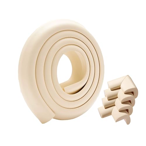 Image of Kids Station Baby Proofing Edge Protector for Kids Safety, Made in India Rubber Edge for Sharp Furniture Edges and Corners, A Baby Safety Product (Combo Packs, 2mtr + 4, L- Shape, Beige)