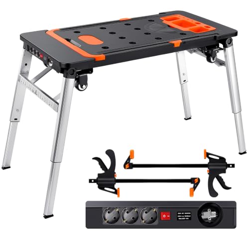 TLGREEN Établi Pliant 7 en 1 avec 2 Serre-Joints, jusqu'à 150-250 kg