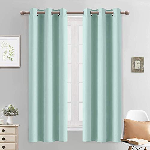 Yakamok Room Darkening Grommet Window Drapes Thermal Insulated Light Blocking Blackout Curtains for Bedroom(Aqua,38Wx63L,2 Panels)