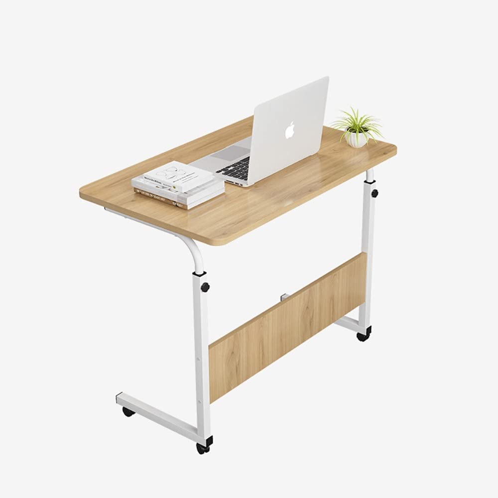 ONCARNIVAL Computer Student Laptop Desk Height Adjustable Wooden Laptop Table Computer Standing Desk with Wheels (80 CM X 40 CM) (Beige)