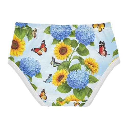 Girls Underwear, Yellow Sunflowers Toddler Panties, Cotton Girls Underwear, 2T–8 Years2