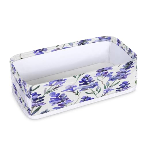 Tablerazzi Toilet Tank Topper Paper Basket with Handle, Lavender Purple Summer Bathroom Storage Basket for Organizing, Small Fabric Storage Bins for Bathroom Decor