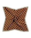 ✔ GRÖßE: 53 x 53 cm MayTree Seidentuch, buntes Halstuch für Damen aus 100% Maulbeer-Seide, quadratisch Punkte klein 53x53 braun beige