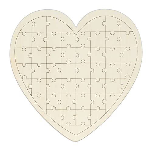 HUIJK Holz Wunschherz, Blanko Puzzle, Herzpuzzle Hochzeit, Holzpuzzle Herz, Gästebuch Cover