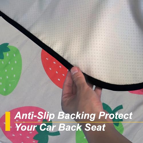 Image of Back Seat Cover for Car Trucks Van SUV Jeep,Waterproof Rear Bench Towel Seat Covers for Dogs and Kids,Automotive Backseat Protector (Strawberry)