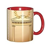 Bord lisse et revêtement uniforme Tasse à café fantaisie : le bâtiment antique avec une branche d'olivier romaine et un bord arrondi et élégant de la tasse à imprimé grec, assure une sirote confortable (pas de bords tranchants pour irriter les lèvres), tandis que le revêtement bicolore uniformément appliqué maintient un aspect poli et cohérent : cette tasse à café fantaisie reste élégante sur une utilisation à long terme.
