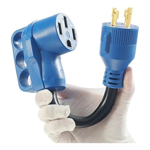 30 Amp to 50 Amp RV Adapter,Generator Plug 4 Prong 30 Amp Power to 50 Amp RV,NEMA L14-30P to 14-50R RV Electrical Cord Adapter,Plug Adapter Load Up to 30 Amp 250V 7500W 10/3 AWG 12 inch(4 Prong30M50F) Cover