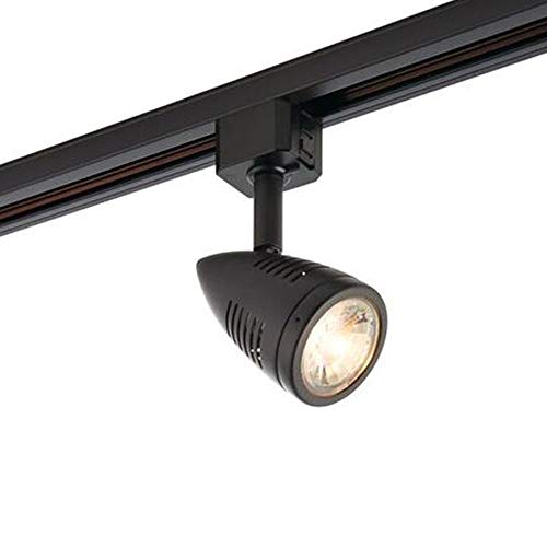 Adjustable Ceiling Track Spotlight – Matt Black & Black PC – Single 7W MAX GU10 Lamp Bulb Required - Kitchen Shop Corridor Downlight – Modern Dimmable Moving Rail System Fitting
