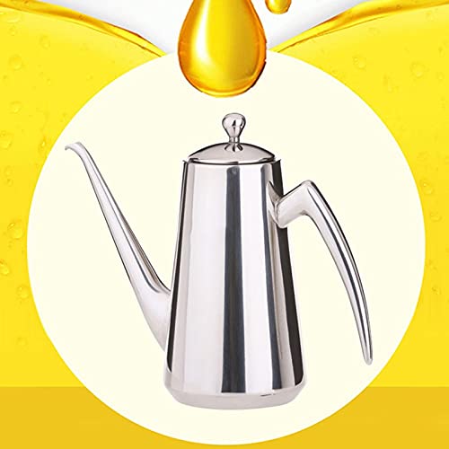 Amabeayh Oil Dispensing Bottles Stainless Steel Oil Bottle Dispenser, Cooking Oil, Soy Sauce，Vinegar，Stainless Steel With Handle Without Dripping Kitchen Restaurant Barbecue Size：12 * 18Cm #TOP2